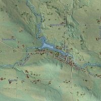 Second close-up of the map of Grant, Shawano County, Wisconsin print showing more streets and buildings
