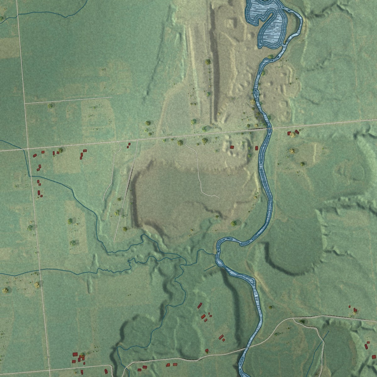 Second close-up of the map of Grant, St. Clair County, Michigan print showing more streets and buildings