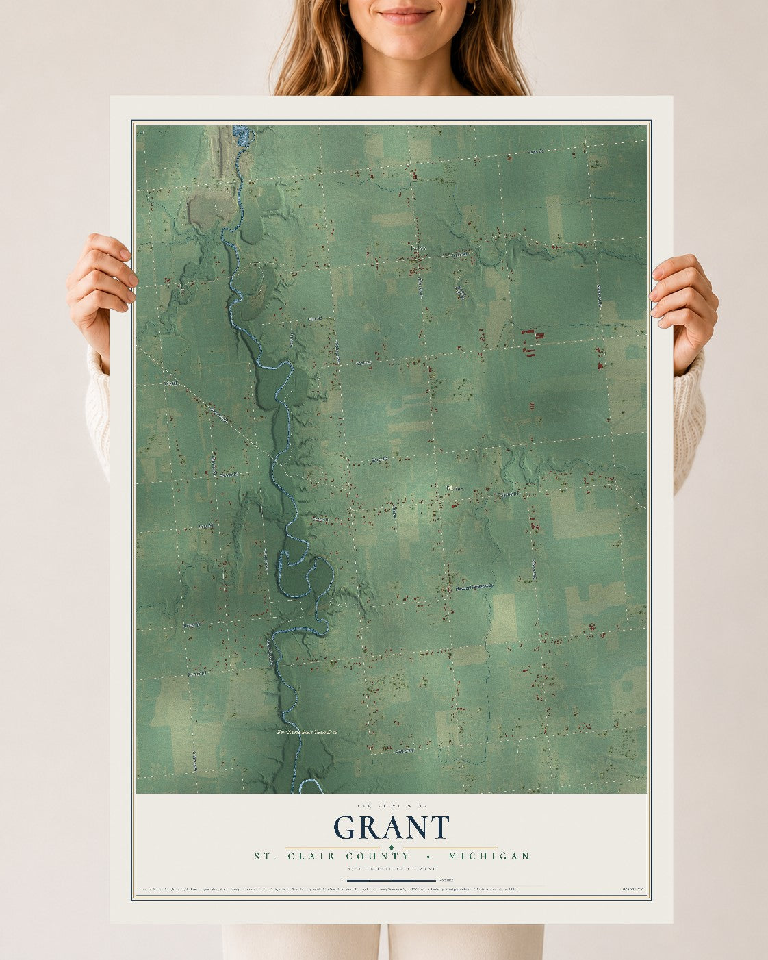 Map of Grant, St. Clair County, Michigan, 24 x 36 inch unframed archival matte print