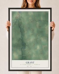 Map of Grant, St. Clair County, Michigan, 24 x 36 inch print in a black wood frame
