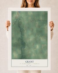 Map of Grant, St. Clair County, Michigan, 24 x 36 inch print in a white wood frame
