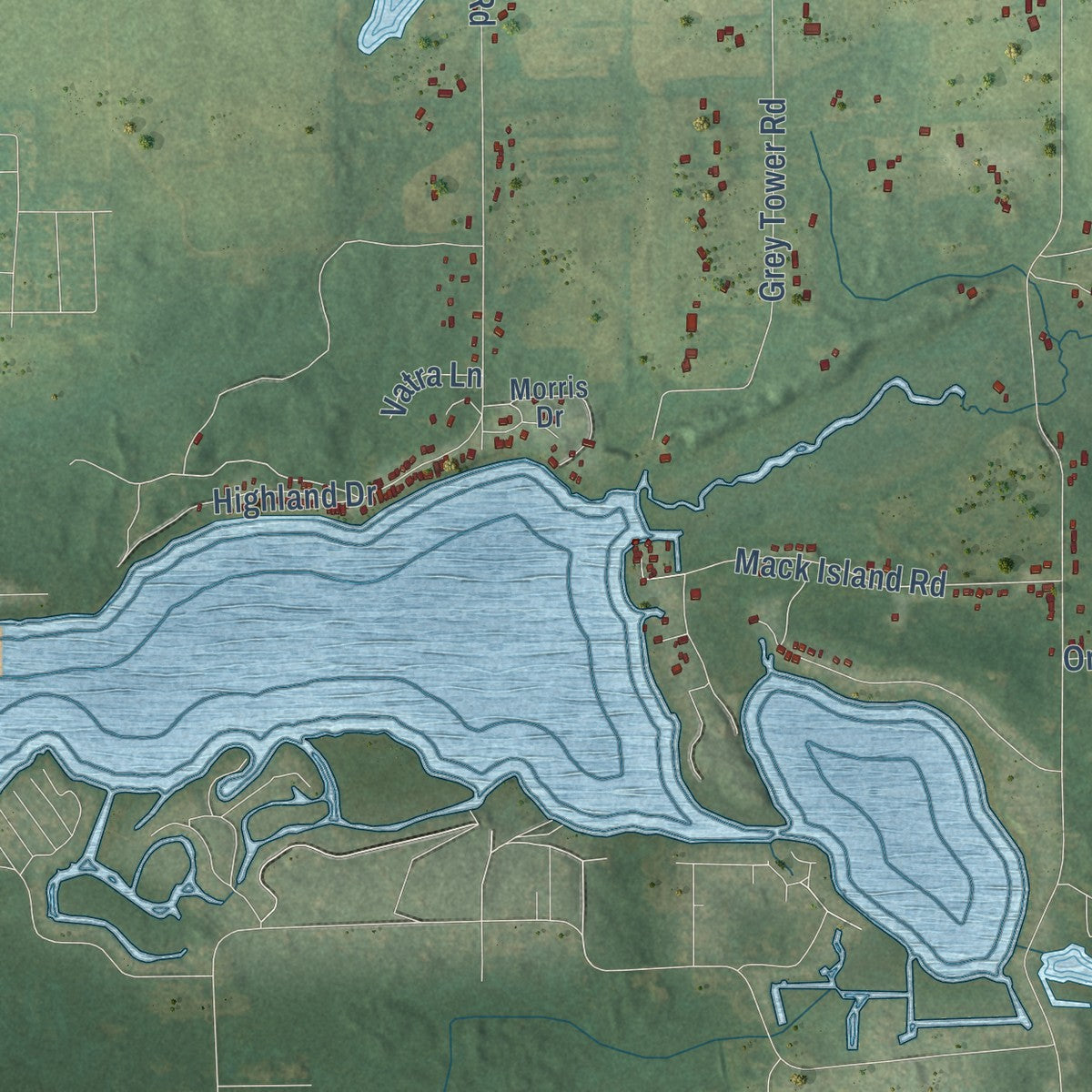 Second close-up of the map of Grass Lake, Jackson County, Michigan print showing more streets and buildings