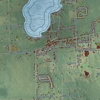 Close-up of the map of Grass Lake, Jackson County, Michigan print showing street and building detail