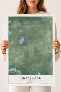 Map of Grass Lake, Jackson County, Michigan, 18 x 24 inch unframed archival matte print