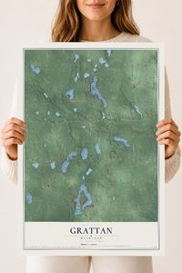 Map of Grattan, Michigan, 18 x 24 inch unframed archival matte print