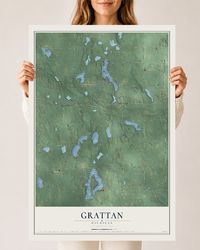 Map of Grattan, Michigan, 24 x 36 inch unframed archival matte print