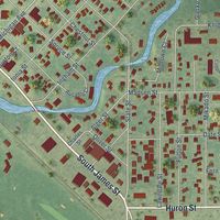 Second close-up of the map of Grayling, Michigan print showing more streets and buildings
