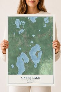 Map of Green Lake, Michigan, 18 x 24 inch unframed archival matte print
