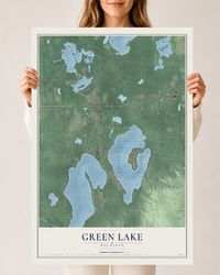 Map of Green Lake, Michigan, 24 x 36 inch unframed archival matte print