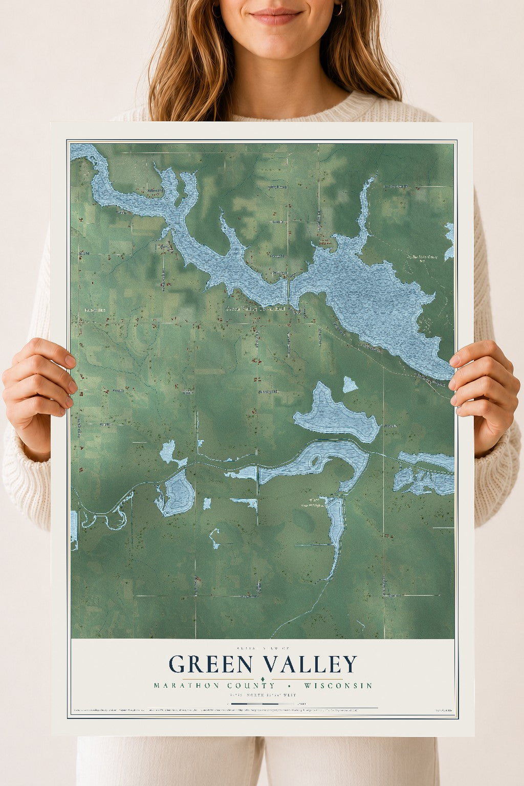 Map of Green Valley, Marathon County, Wisconsin, 18 x 24 inch unframed archival matte print
