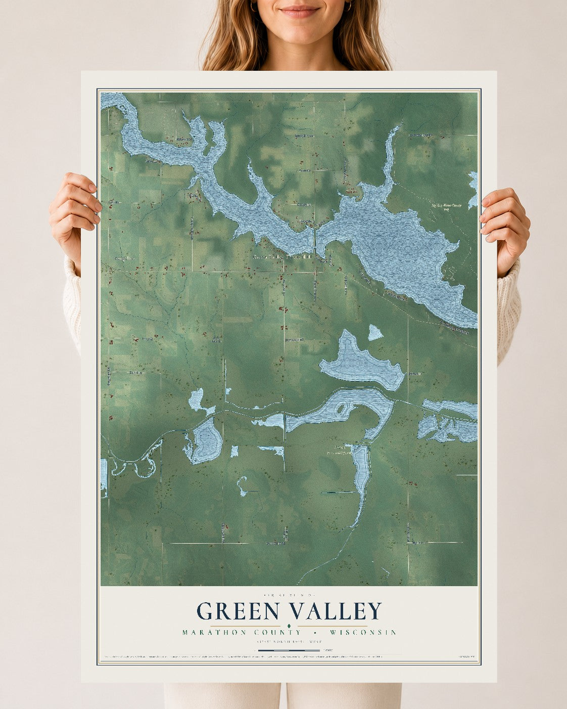 Map of Green Valley, Marathon County, Wisconsin, 24 x 36 inch unframed archival matte print
