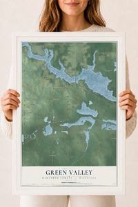Map of Green Valley, Marathon County, Wisconsin, 18 x 24 inch print in a white wood frame