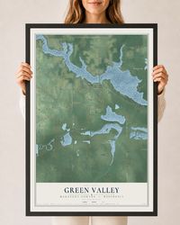 Map of Green Valley, Marathon County, Wisconsin, 24 x 36 inch print in a black wood frame