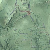 Second close-up of the map of Greenland, Michigan print showing more streets and buildings