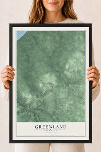 Map of Greenland, Michigan, 18 x 24 inch print in a black wood frame