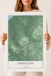 Map of Greenland, Michigan, 18 x 24 inch print in a white wood frame