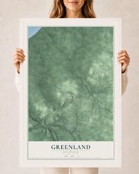 Map of Greenland, Michigan, 24 x 36 inch print in a white wood frame