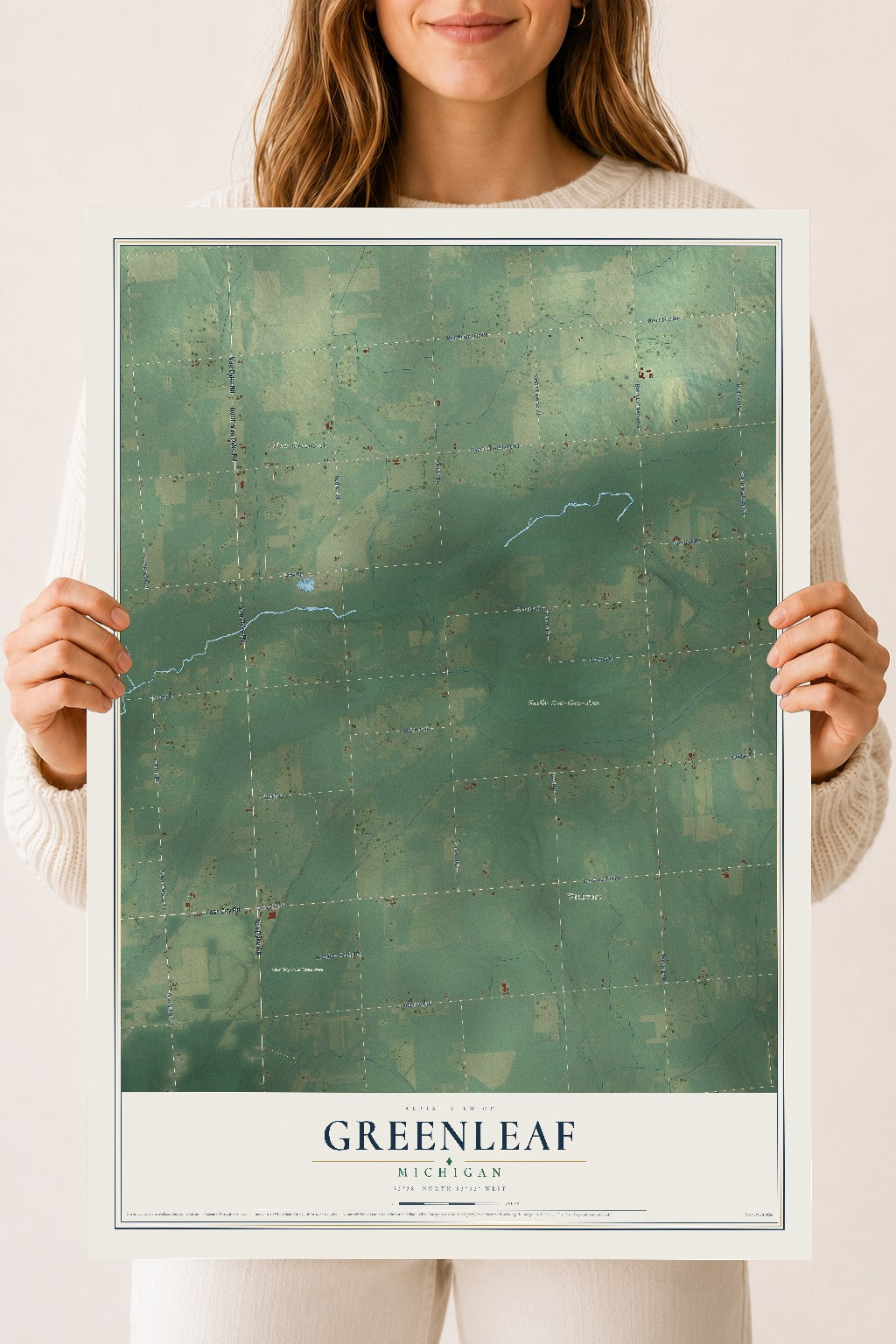 Map of Greenleaf, Michigan, 18 x 24 inch unframed archival matte print