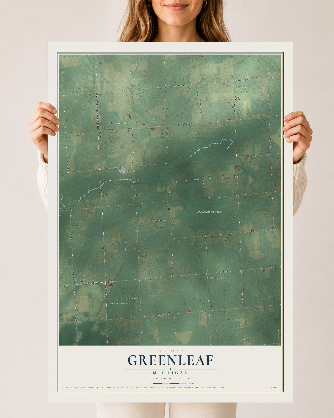 Map of Greenleaf, Michigan, 24 x 36 inch unframed archival matte print