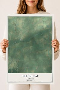 Map of Greenleaf, Michigan, 18 x 24 inch unframed archival matte print