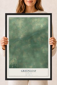 Map of Greenleaf, Michigan, 18 x 24 inch print in a black wood frame