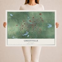 Map of Greenville, Michigan, 24 x 36 inch unframed archival matte print