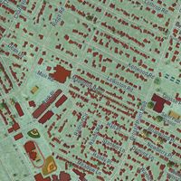 Close-up of the map of Grosse Pointe Farms, Michigan print showing street and building detail