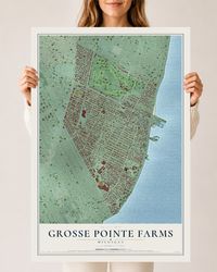 Map of Grosse Pointe Farms, Michigan, 24 x 36 inch unframed archival matte print