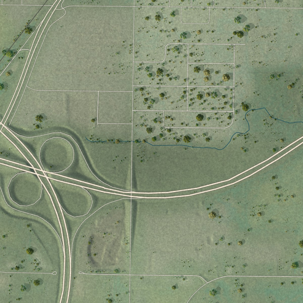 Second close-up of the map of Hallie, Wisconsin print showing more streets and buildings