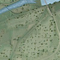 Close-up of the map of Hallie, Wisconsin print showing street and building detail