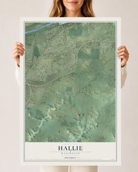 Map of Hallie, Wisconsin, 24 x 36 inch unframed archival matte print