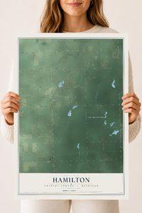 Map of Hamilton, Gratiot County, Michigan, 18 x 24 inch unframed archival matte print
