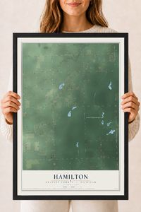 Map of Hamilton, Gratiot County, Michigan, 18 x 24 inch print in a black wood frame