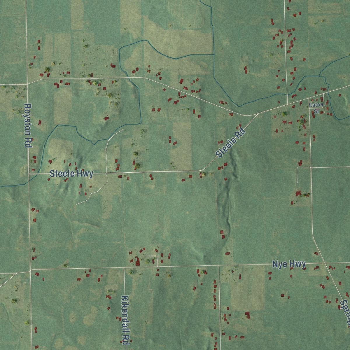 Second close-up of the map of Hamlin, Eaton County, Michigan print showing more streets and buildings