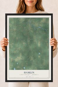 Map of Hamlin, Eaton County, Michigan, 18 x 24 inch print in a black wood frame