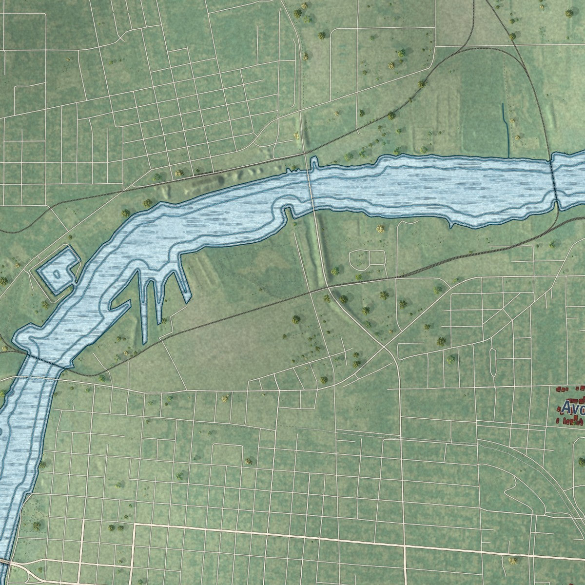 Second close-up of the map of Hampton, Michigan print showing more streets and buildings