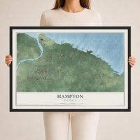 Map of Hampton, Michigan, 24 x 36 inch print in a black wood frame