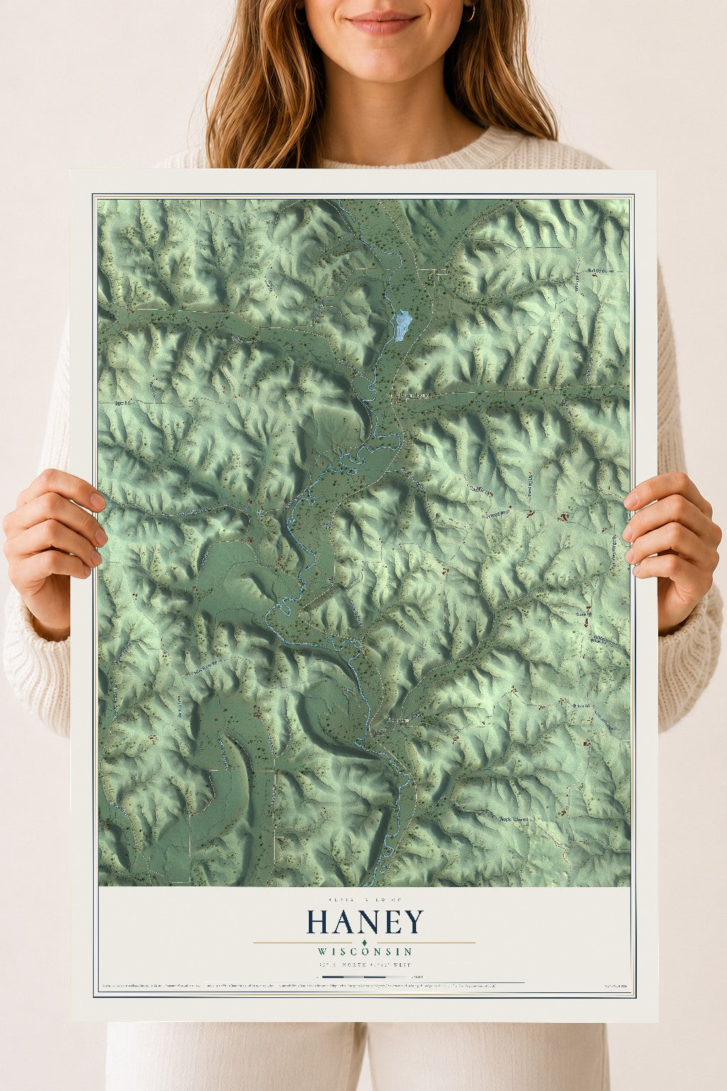 Map of Haney, Wisconsin, 18 x 24 inch unframed archival matte print