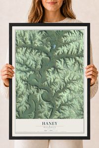 Map of Haney, Wisconsin, 18 x 24 inch print in a black wood frame