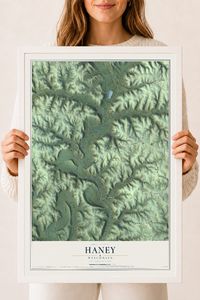 Map of Haney, Wisconsin, 18 x 24 inch print in a white wood frame