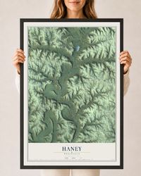 Map of Haney, Wisconsin, 24 x 36 inch print in a black wood frame