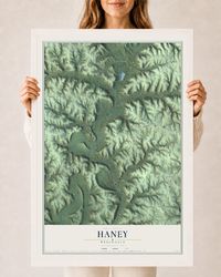 Map of Haney, Wisconsin, 24 x 36 inch print in a white wood frame