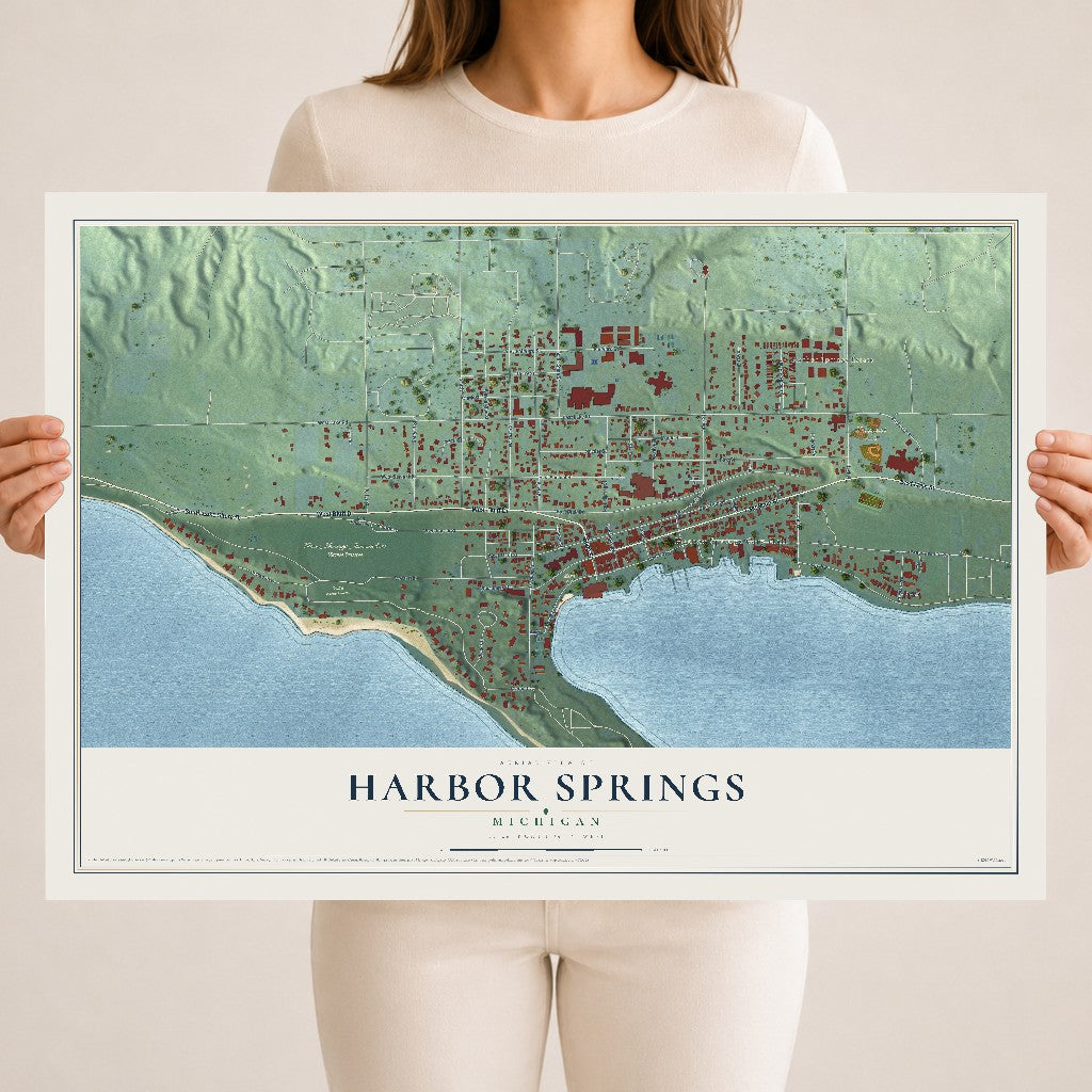Map of Harbor Springs, Michigan, 18 x 24 inch unframed archival matte print