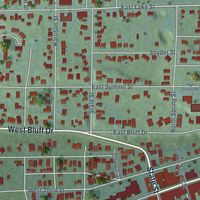 Close-up of the map of Harbor Springs, Michigan print showing street and building detail