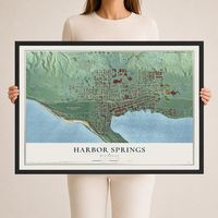Map of Harbor Springs, Michigan, 24 x 36 inch print in a black wood frame