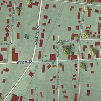 Close-up of the map of Harrisville, Michigan print showing street and building detail