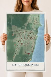 Map of Harrisville, Michigan, 18 x 24 inch unframed archival matte print