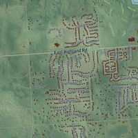 Second close-up of the map of Hartland, Michigan print showing more streets and buildings