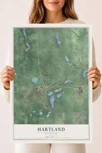 Map of Hartland, Michigan, 18 x 24 inch unframed archival matte print