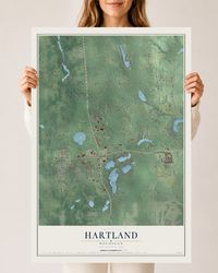 Map of Hartland, Michigan, 24 x 36 inch unframed archival matte print